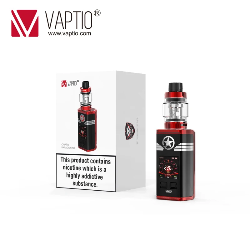 Оригинальный Vaptio capn'paragon Captain Kit 220 Вт 510 бокс-мод вейп с атомайзером 8 мл/2 мл