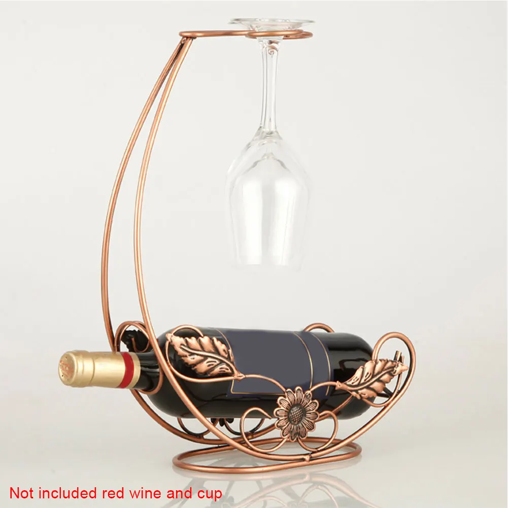 

Home Wine Rack Metal Iron Display Stand Table Storage Hanging Glass European Style Holder Kitchen Bar Decor Bracket