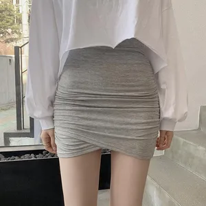 Юбка Женская весенне-летняя плиссированная, однотонная, черная, розовая, с высокой талией, 2020