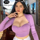 Женская блузка с длинным рукавом NewAsia, черная облегающая футболка с v-образным вырезом, Повседневная Уличная одежда, топ с корсетом