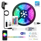 Светодиодная ленсветильник SMD 5050 2835 RGB IP65 5 м 10 м 15 м гибкая лента 12 В постоянного тока Диодная лента Wi-Fi контроллер адаптер светильник щения комнаты