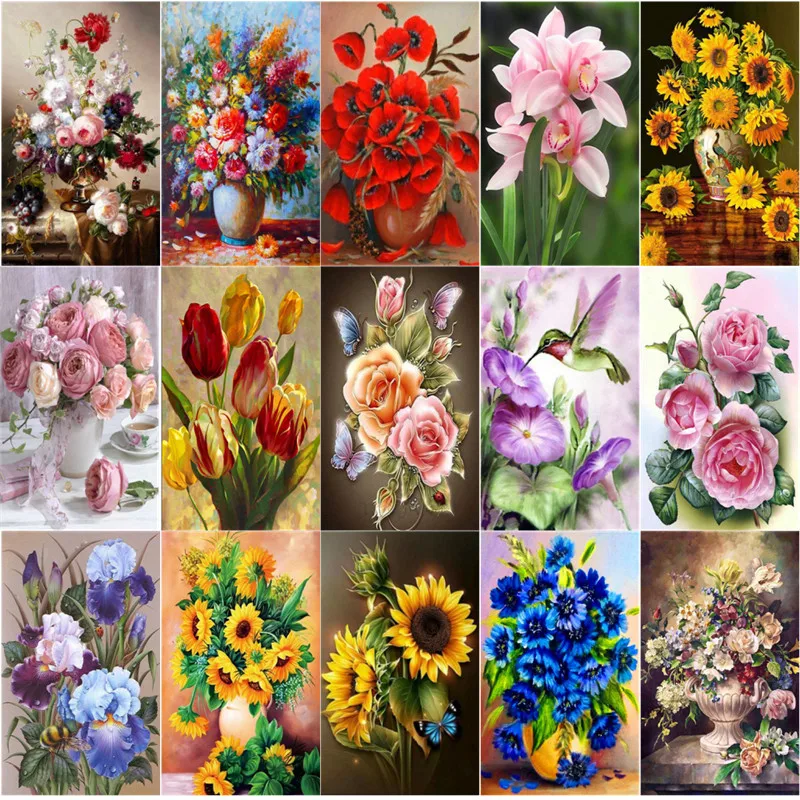 

Картина из страз 5D, ваза, цветочная корзина, «сделай сам», алмазная вышивка, вышивка крестиком, внутреннее настенное украшение, картина, пода...