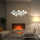 12 шт. DIY 3D зеркальная Настенная Наклейка s шестигранный Декор для дома зеркальная декоративная наклейка роспись