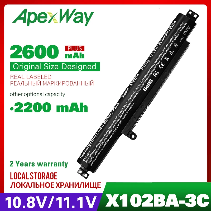3 ячейки 2200 мАч аккумулятор для ноутбука ASUS A31N1311 VivoBook F102BA-DF047H F102BA-SH41 X102B X102BA F102BA F102B