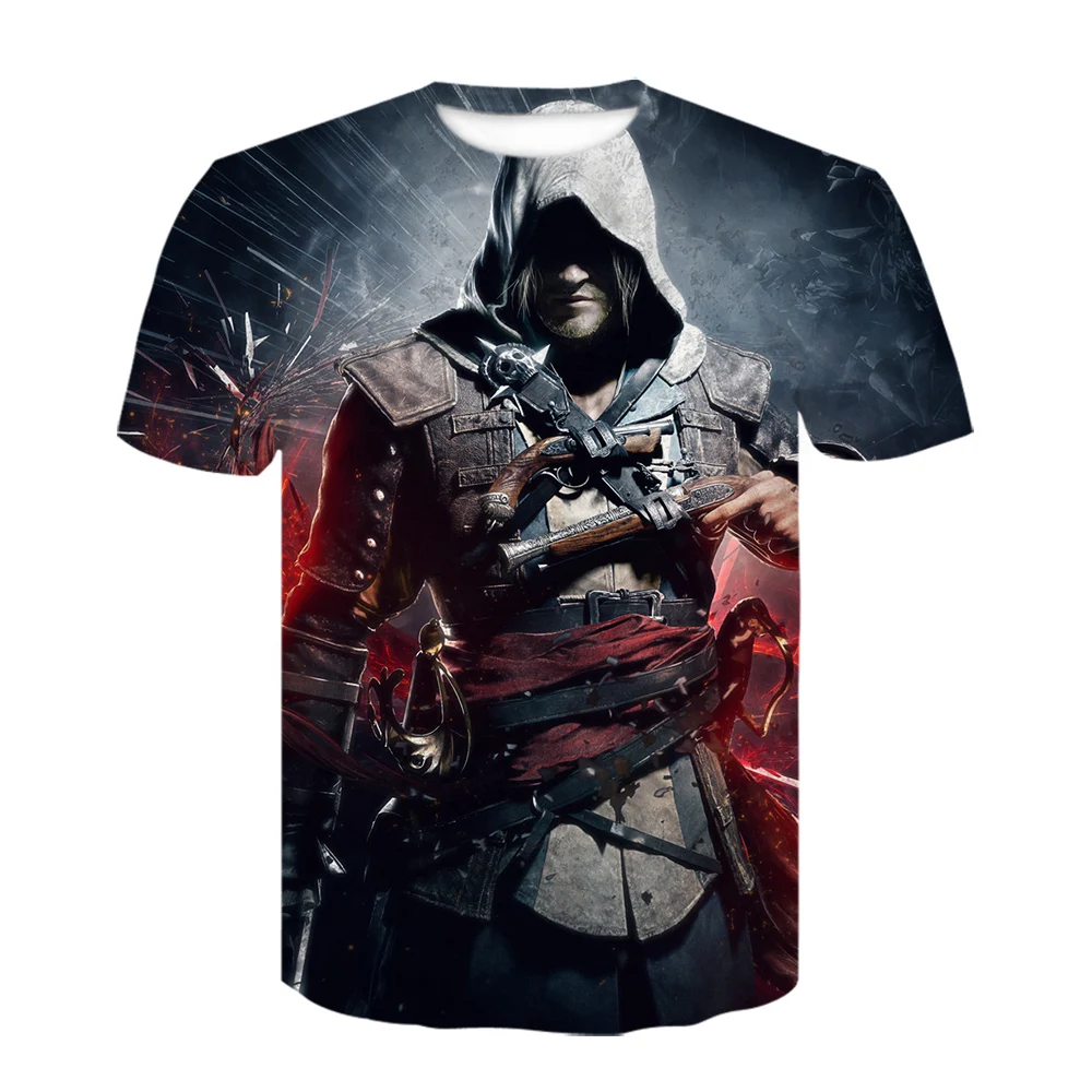 Повседневная мужская Assassins Creed футболка Веселая футболка с короткими рукавами с 3D принтом летние футболки в стиле хип-хоп белая рубашка мужские рубашки