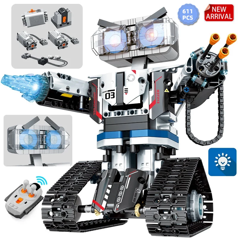 Новинка 2021 креативный радиоуправляемый робот Электрический строительный блок MOC