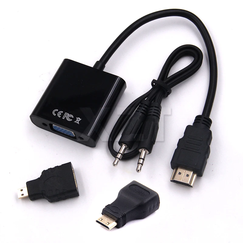 Для ПК HDTV проектор дисплея 1080P 3 в 1 HDMI к VGA Кабель преобразователь адаптер аудио +