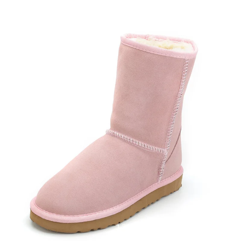 M Pink UVWP; классические зимние сапоги; Новинка; модные водонепроницаемые теплые зимние сапоги из натуральной коровьей замши; женская обувь; ботильоны - Цвет: M Pink