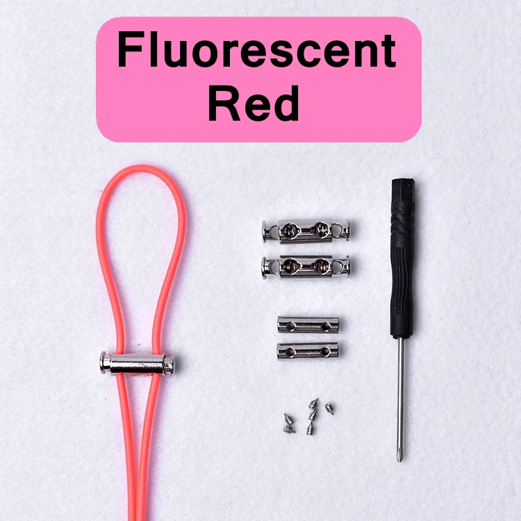 Fluorescent red 1 пара эластичных шнурков с металлическим замком, шнурки для обуви без завязок, новые быстросохнущие шнурки для детей и взрослых, круглые шнурки, 16 цветов - Цвет: Fluorescent red