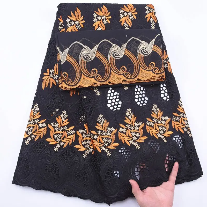 

Latest Swiss Voile Lace In Switzerland Beige Pure Cotton Lace African Lace Fabric 5+2Yards Nigerian Lace Fabric For Dress S1929