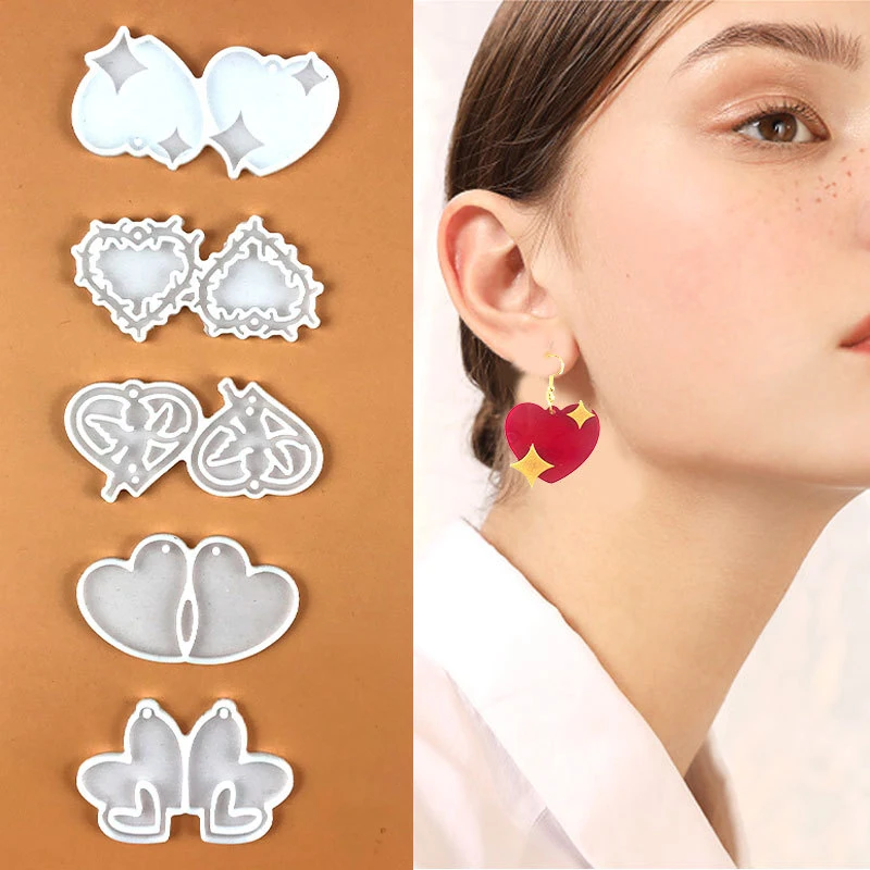 

DIY Earrings Silicone Mold Heart Pendant Epoxy Mold Handmade Drop Dangle Earring Jewelry Mold Diy Jewelry Making Crafts