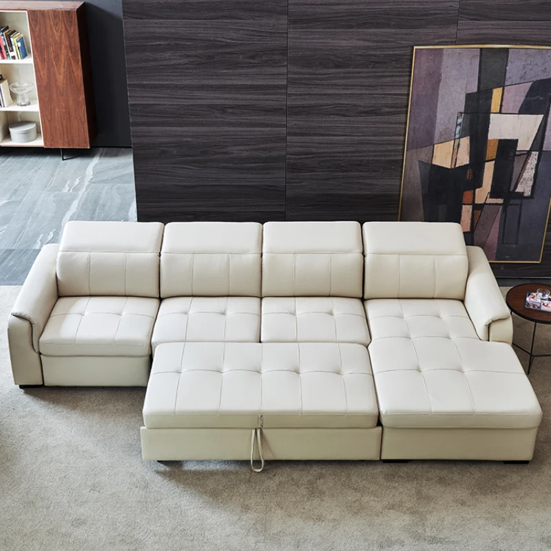 Кожаный диван первый слой коровьей гостиной угловой электрический
