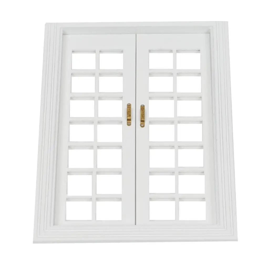 

1:12 Doll House White 26 Grid Door Mini Furniture Model Door Diy Grid 28 White Double