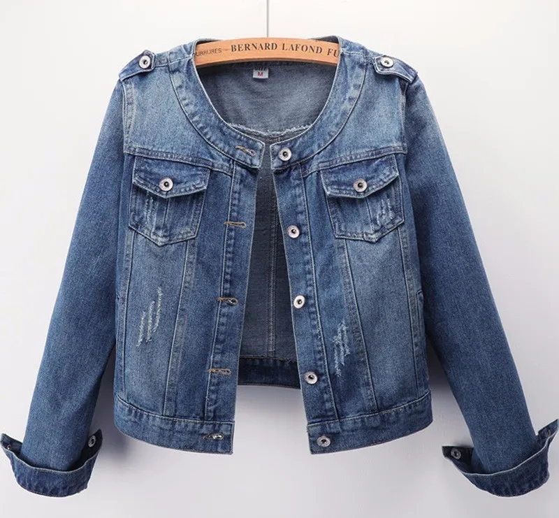 

Women Denim Jacket Vintage 2021 Chic 6XL Plus Size Outerwear Jean Jacket Hot Boyfriend Style Streetwear Basic O Neck Female Coat