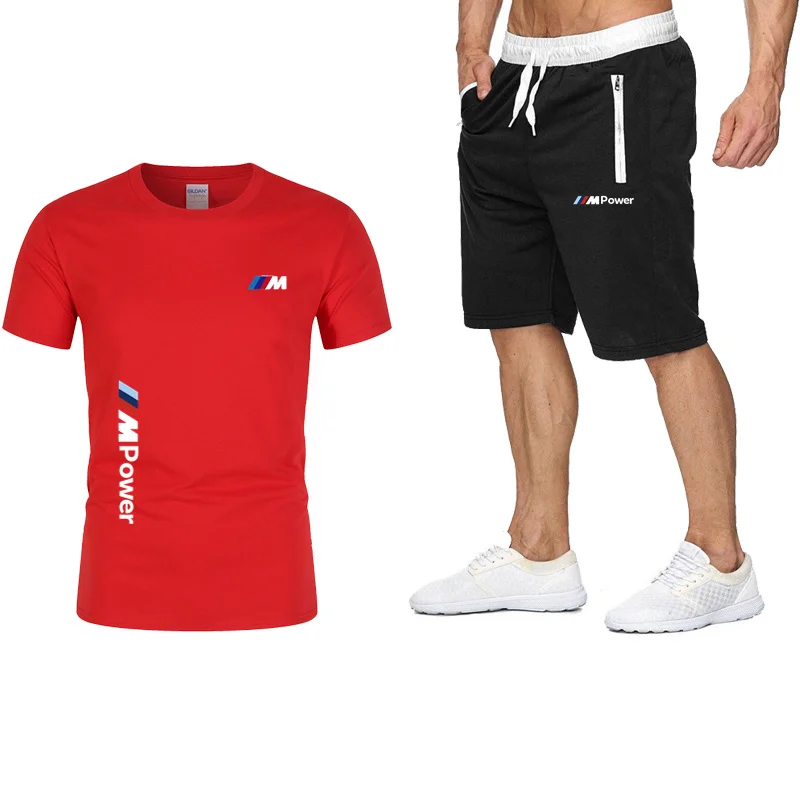 

2021 new fashion hot sale printed T-shirt sports suit quick-drying casual running wear summer short-sleeved shorts 2-piece set