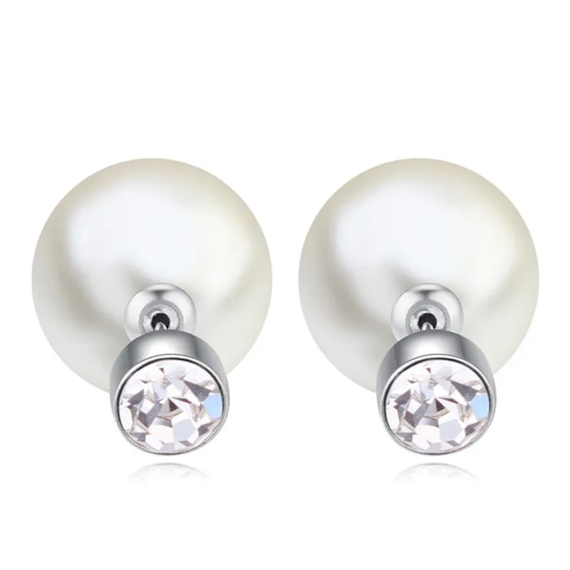 

2021 Hot Selling Classic Pearl Double Sided Stud Earring Crystals from Austria Rhodium Plated For Women Mother's Day Gifts