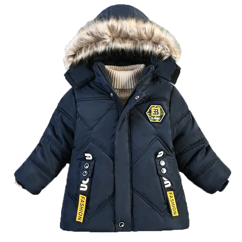 

2021 Winter Baby Boy Jackets Boys Thick Plush Jacket Hooded Outerwear Kids Warm Zipped Coats Children Snow Jacket 2-5 Years