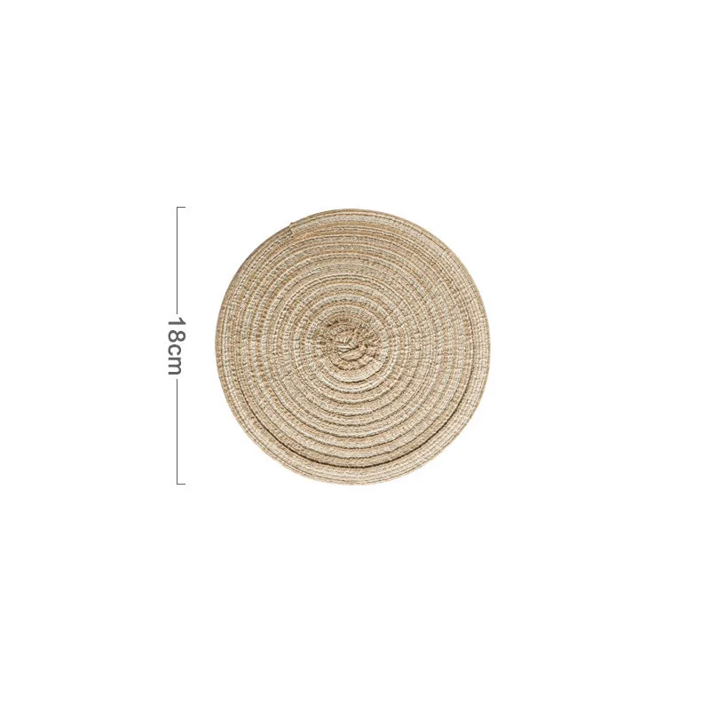 Brown 18cm Подстаканник Настольный коврик рами изоляционный коврик твердый круглый дизайн подстилки льняные Нескользящие кухонные аксессуары - Цвет: Brown 18cm