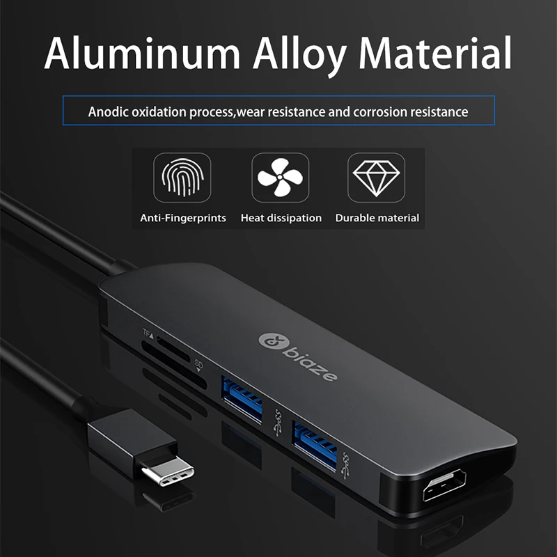 Biaze USB C концентратор type C к Мульти USB 3,0 концентратор HDMI адаптер с SD/TF кард-ридер для MacBook Pro huawei P30/P20 разветвитель usb-хаб