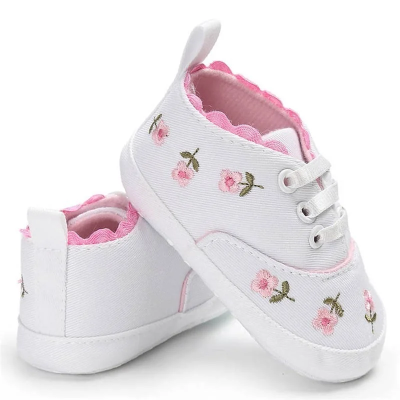 Baby Girl Shoes Toddler Girl Embroidery Flower Lace Cotton Bottom Prewalker Baby Shoes Newborn Infant First Walker Free Shipping