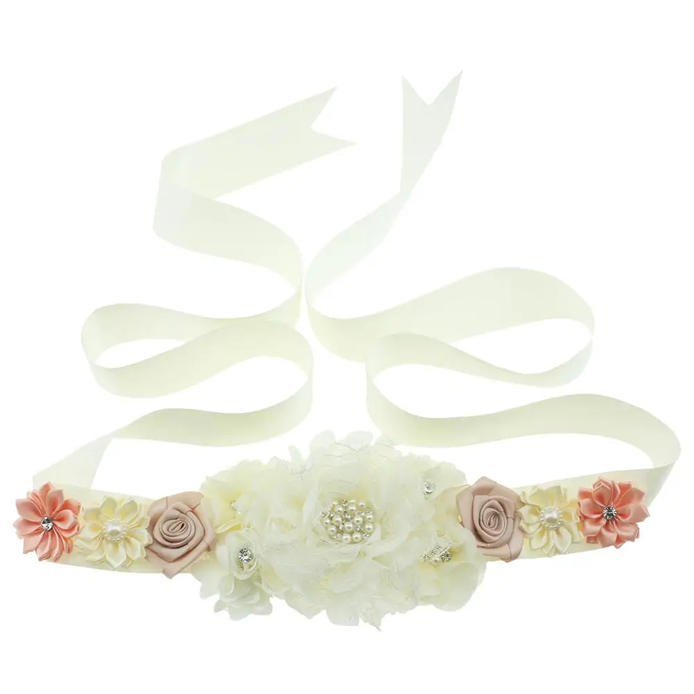 1 шт. женский ремень шифоновый кружевной цветок стразы жемчужный пояс свадебное