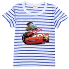 Disney Lightning McQueen футболка детская одежда для мальчиков и девочек рубашка с короткими рукавами из чистого цвета машины, Детская футболка с принтом футболки для детей хлопковые топы для девочек, одежда для девочек