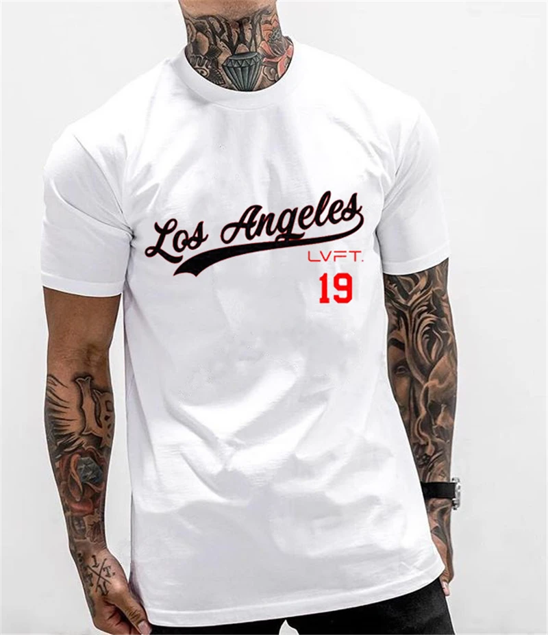 

2021 Sport Shirt Men Short Sleeve Workout Gym T-Shirt Men Cotton Slim Fit Running T shirt Men Fitness Tops Sport Tees
