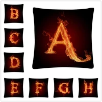 flame cool alphabet pattern soft short plush cushion cover pillow case for home sofa car decor pillowcase 45x45cm
