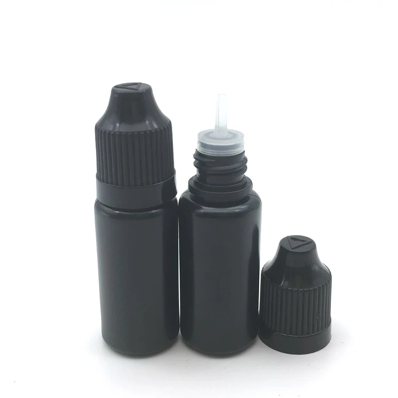 

20pcs Soft 10ml Black PE Plastic Dropper Empty Refillable Liquid Bottle With Colorful Childproof Cap Vial
