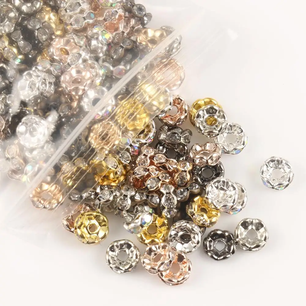 Бусины-шармы круглые со стразами волнистые кружевные бусины-разделители
