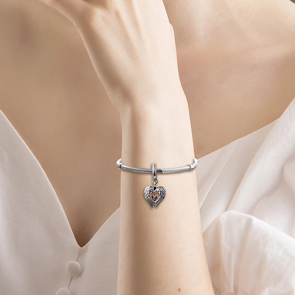 

Heart Shaped Charm for Bracelets 2021 Valentine's Day Beads New Arrival DIY S925 Sterling Silver Pendant