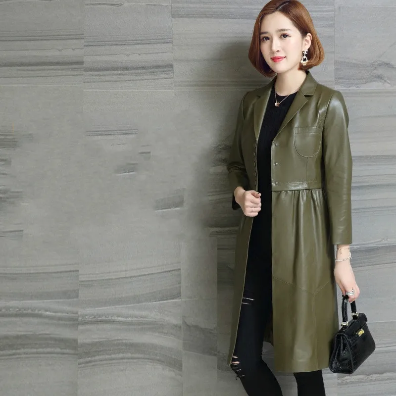 Женская куртка из натуральной кожи весна-осень 2020 пальто овчины Длинный блейзер