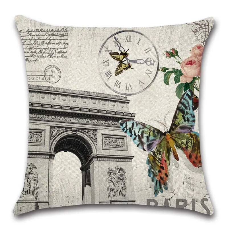 Vintage decorative painting butterfly building Cushion Cover Home sofa chair car seat kids room gift friend present pillowcase | Дом и сад