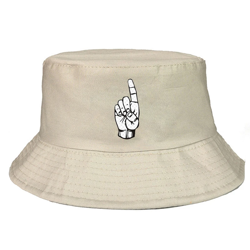 

Panama Bucket Hat Men Women Gesture print summer Hat Hip Hop Fishing Fisherman Hat FOR BOY GIRLS