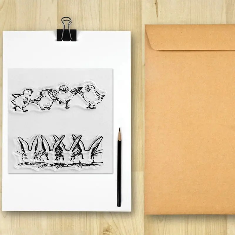 Пасхальный кролик цыпленок силиконовая прозрачная печать штамп сделай сам