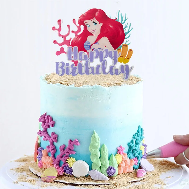 

Топперы для кексов Disney Princess аксессуары для торта на день рождения для девочек детский душ Русалка Белоснежка украшения для торта для вечери...