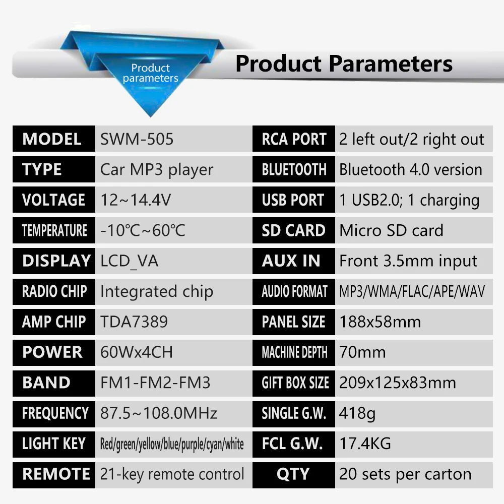 AUSEK автомобильное радио Bluetooth 1din Авторадио Aux вход приемник 12V стерео MP3