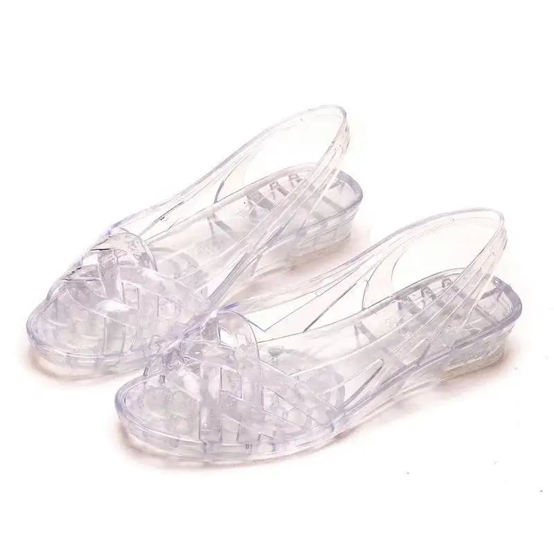 2021 New Arrival Fashion Slides Womens Jelly Shoes Transparent Sandals Anti-slip Round Female Casual Shoes Woman Sandals Flats