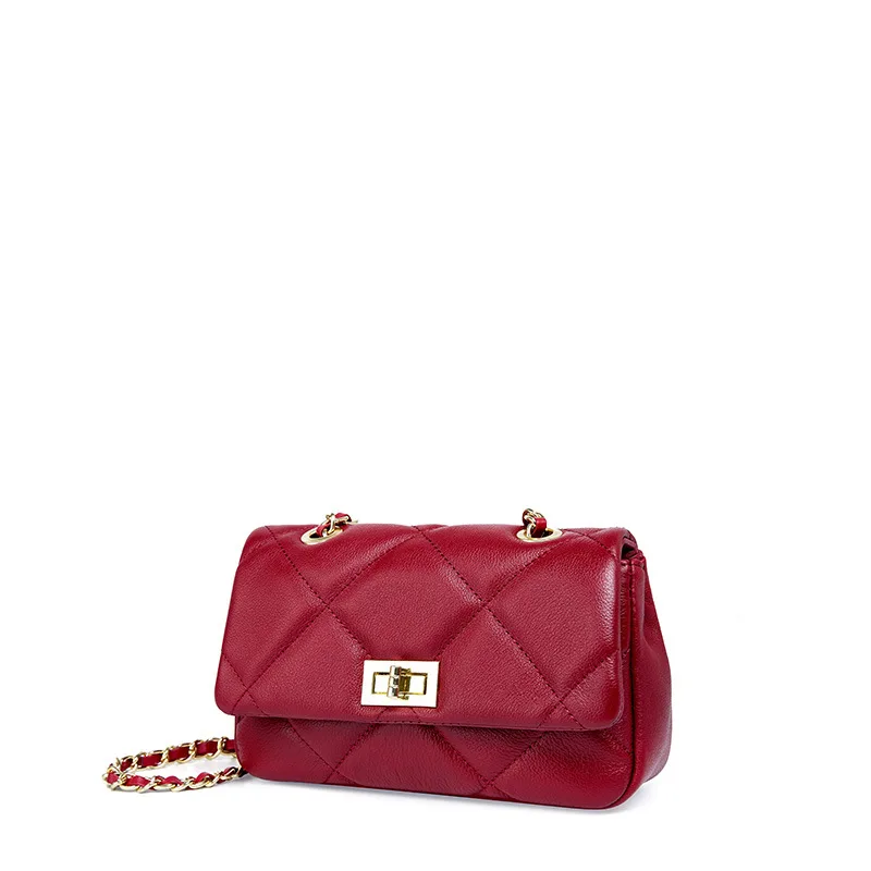 

Shoulder Flap Bags Women's Genuine Leather Lingge Chain All-Match Lady Crossbody Small Bag