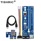 Плата расширения TISHRIC Ver006 PCI-E PCI Express, Райзер с 1x на 16x Sata на 4pin, кабель Molex Usb3.0, удлинитель питания для майнинга биткоинов