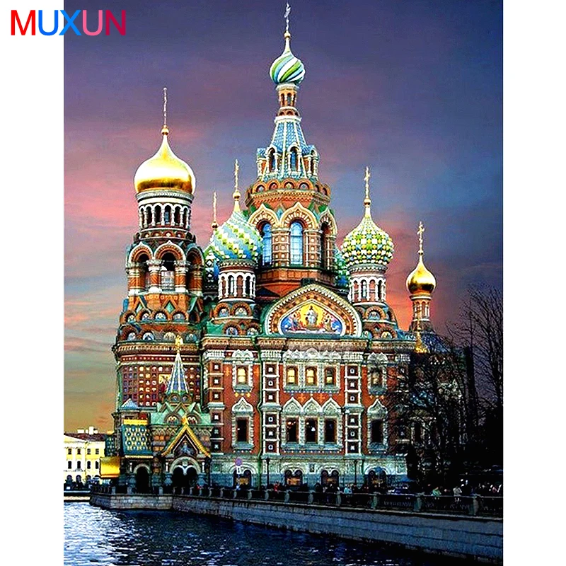 

5D Diamond Embroidery St. Petersburg Church Diamond Painting Cross Stitch Square/Round Rhinestone Mosaic Home Decoration Gift