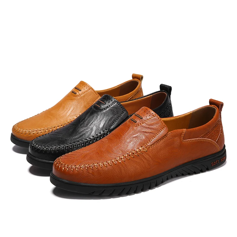 Genuine Leather Men Casual Shoes Luxury Brand Designer Mens Loafers Moccasins Breathable Slip on Driving Plus Size 37-47 | Обувь