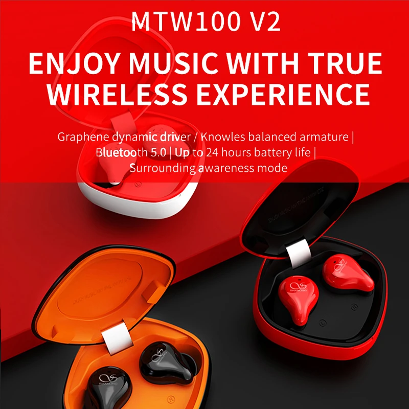 Shanling MTW100 V2 наушники вкладыши TWS Bluetooth 5 0 Ture Беспроводной спортивные гарнитура для