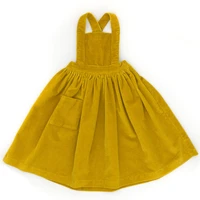 newest vintage corduroy toddler kid baby girl ruffles square collar outfits wedding party sleeveless a line dress
