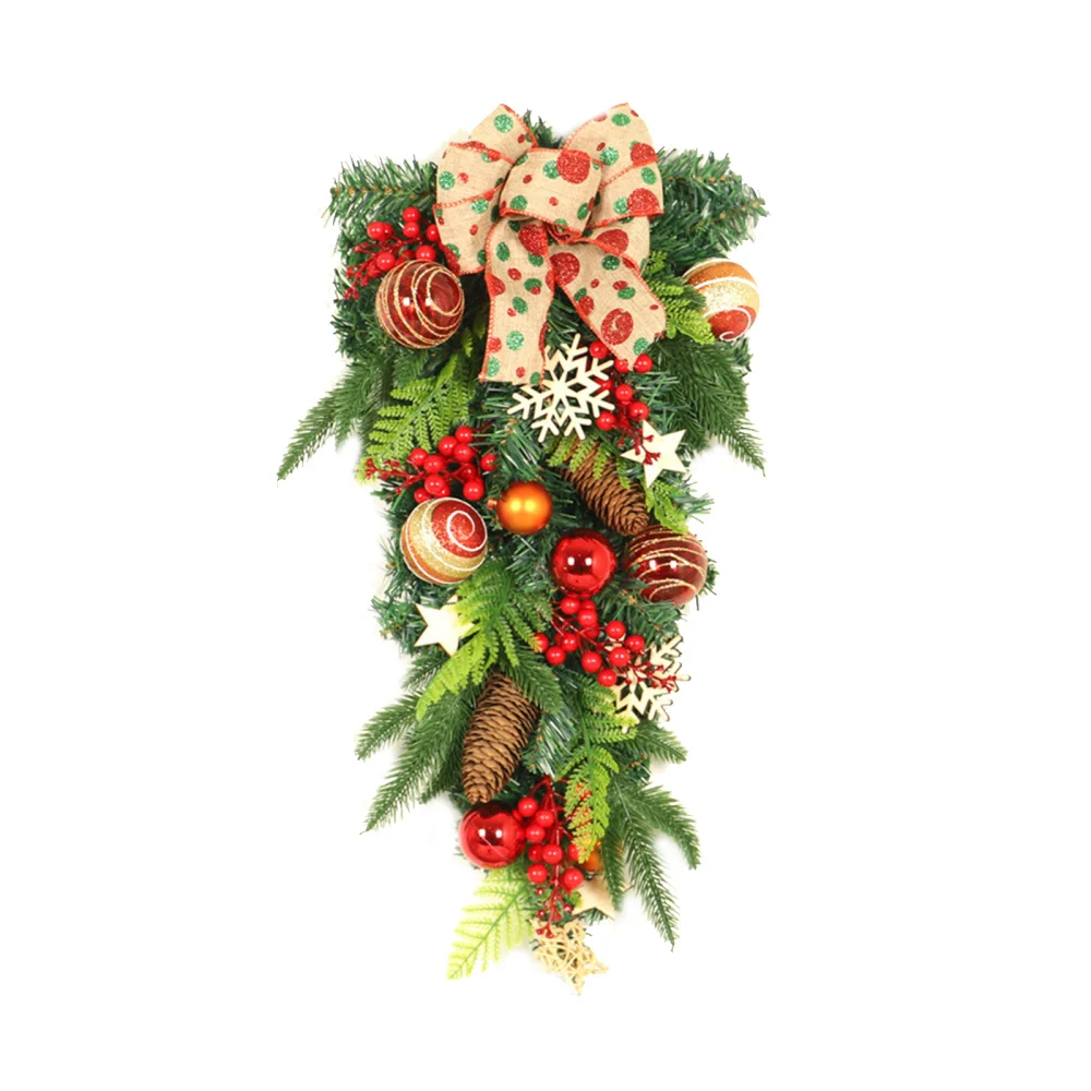 

Christmas Swag Upside Tree Artificial Flowers Down For Shopping Mall Home Decorations Rattan Linen Knot Decoration