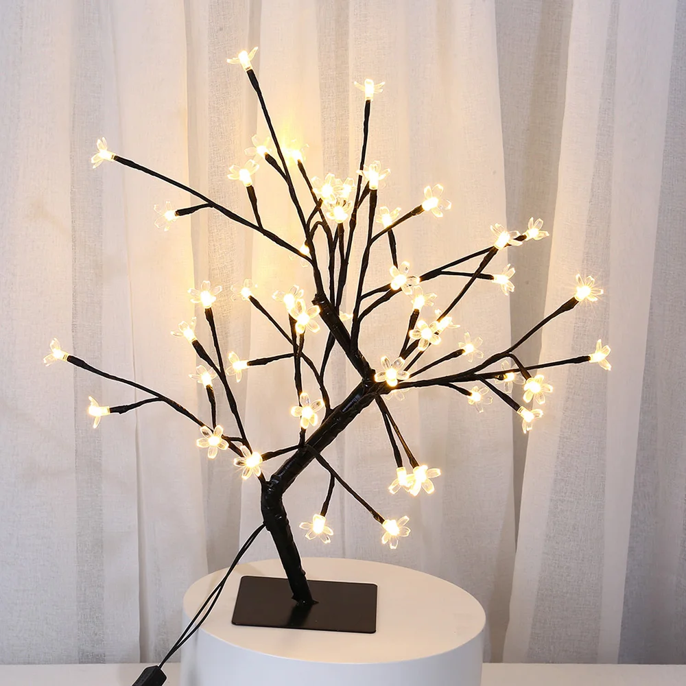 48 LED ЕС вилка вишня цветущее дерево свет настольные лампы Ночник для дома спальни
