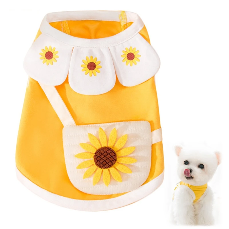 

Legendog Pet Dog Vest Clothes Sweet Cotton Sunflower Breathable T-Shirt Sleeveless Vest Dresses For Teddy Chihuahua Small Dogs