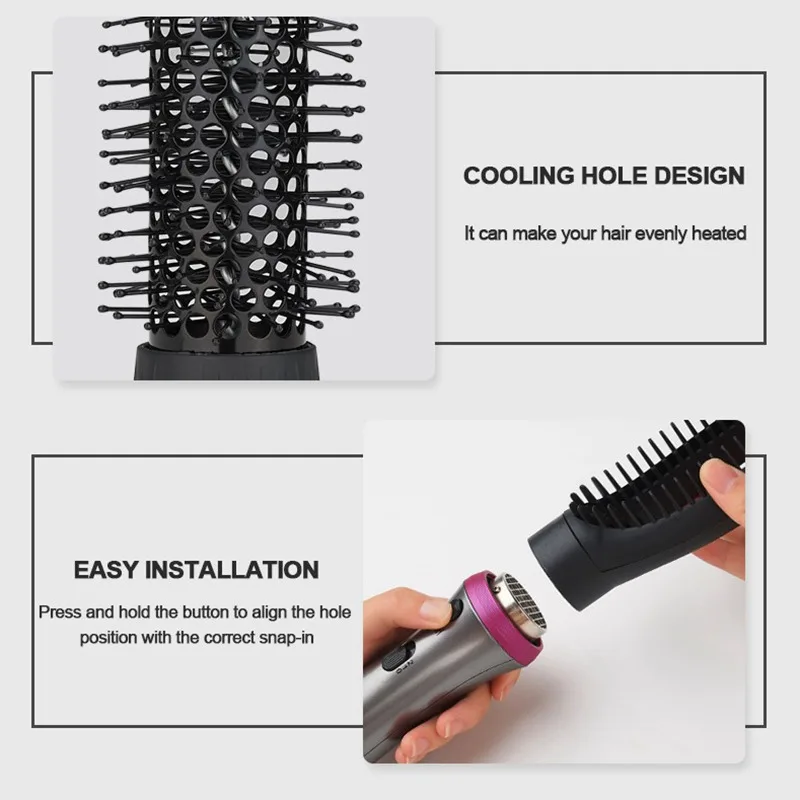 1000W Professional Hair Dryer Brush 5 In 1 Straightener Curler Comb Electric Blow With Roller Styler | Красота и здоровье