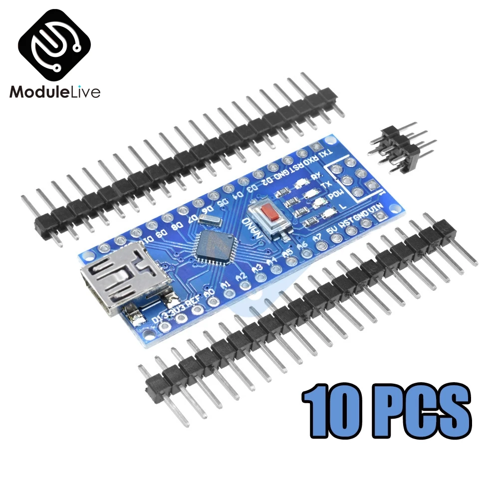 Плата контроллера 10 шт./лот Mini USB CH340 Nano 3 0 Atmega328P atmega328 плата для Arduino MEGA328 V3.0 5V 16M