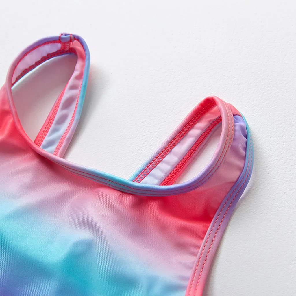 Одежда для малышей детский купальник девочек полосатый радужной расцветки